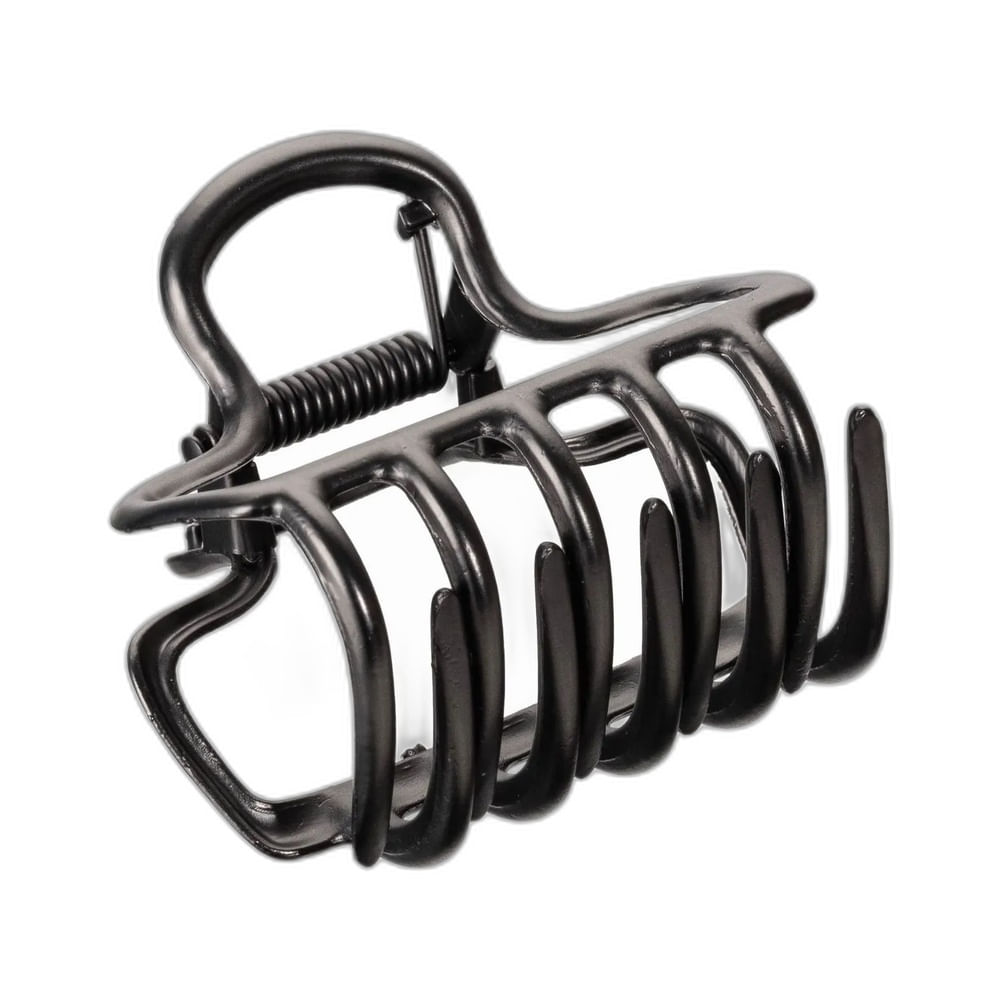 Piranha Proart Metal Black Quadrada em metal preto com dentes largos e mola central